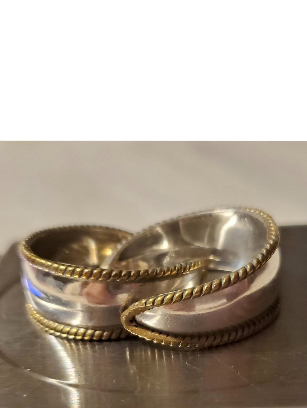Vintage LATON Taxco Mexico 925 Brass Twist Borders Crescent Hoop Earrings
